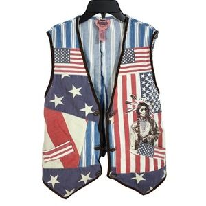 Vintage Cambridge Country Store Patriotic Vest Medium Native Americana Western